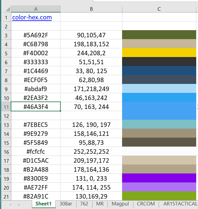 Microsoft Excel Custom Colors – Andrew Schur